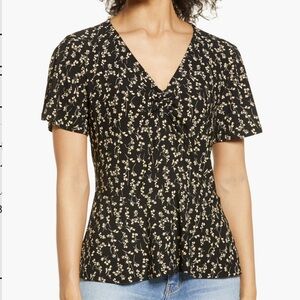 Halogen cinch front peplum top